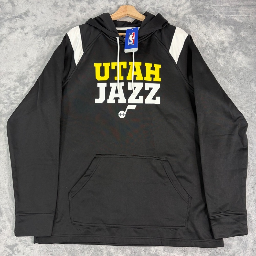 Utah Jazz Men's NBA Brand Pullover Polyester Hoodie Black Size XL NWT
